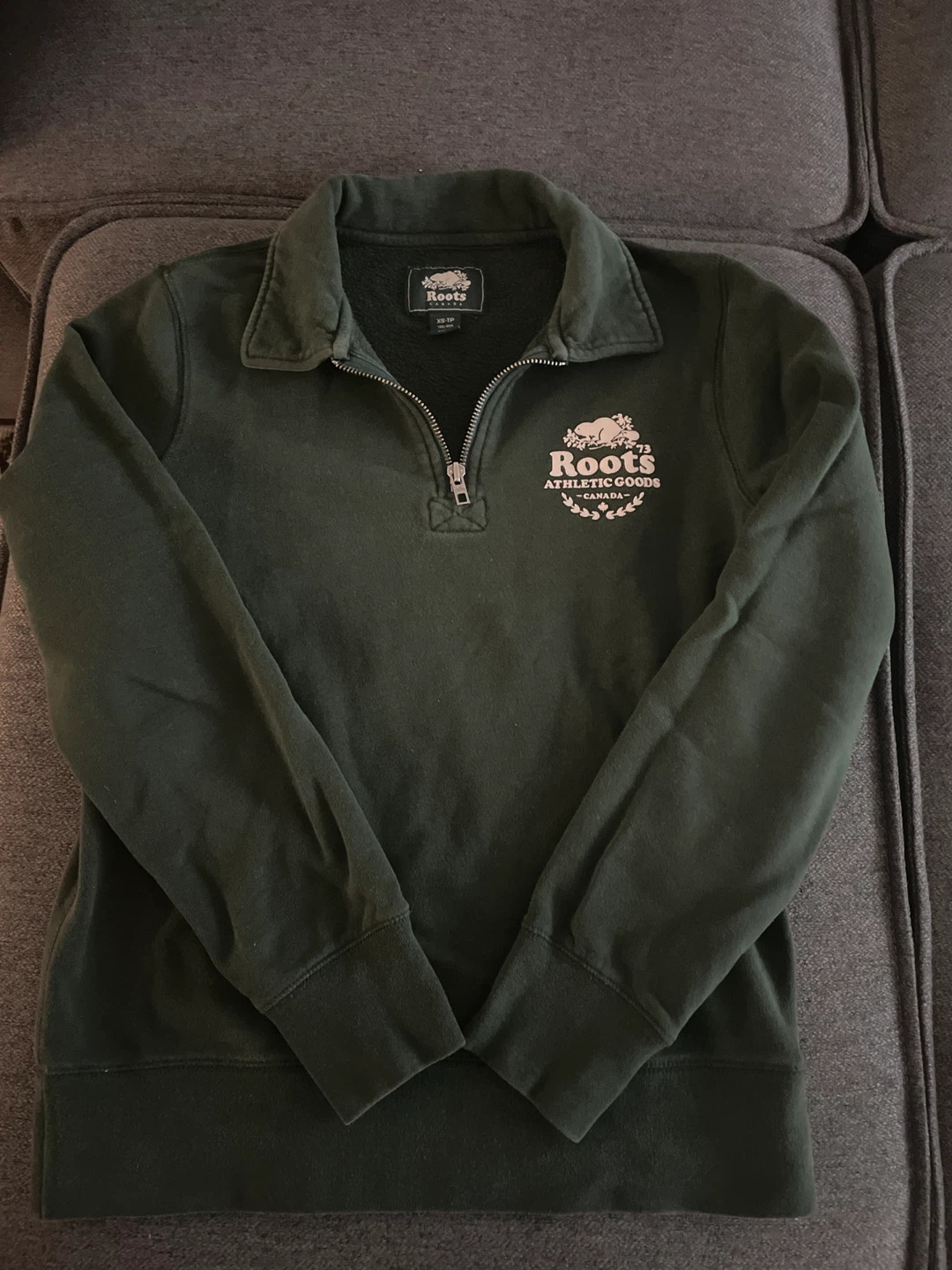 Roots Athletic Goods 1/4 Zip Sweater - Dark Green - XS/TP