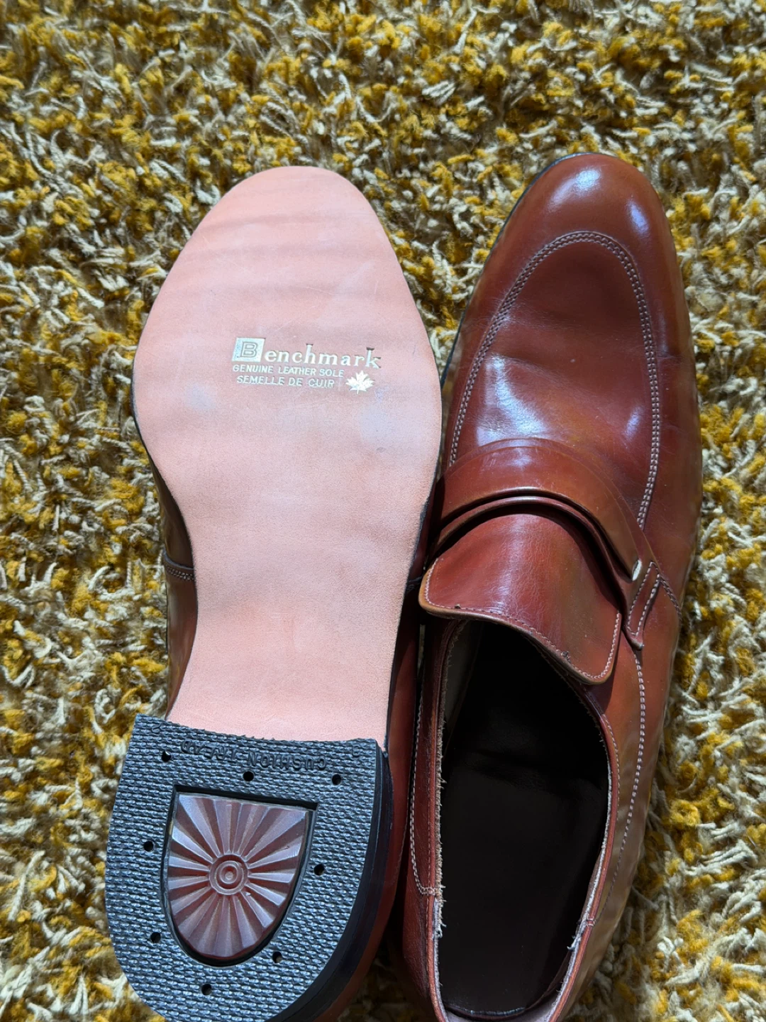 Benchmark Men's Brown Leather Loafer Shoes - photo 4