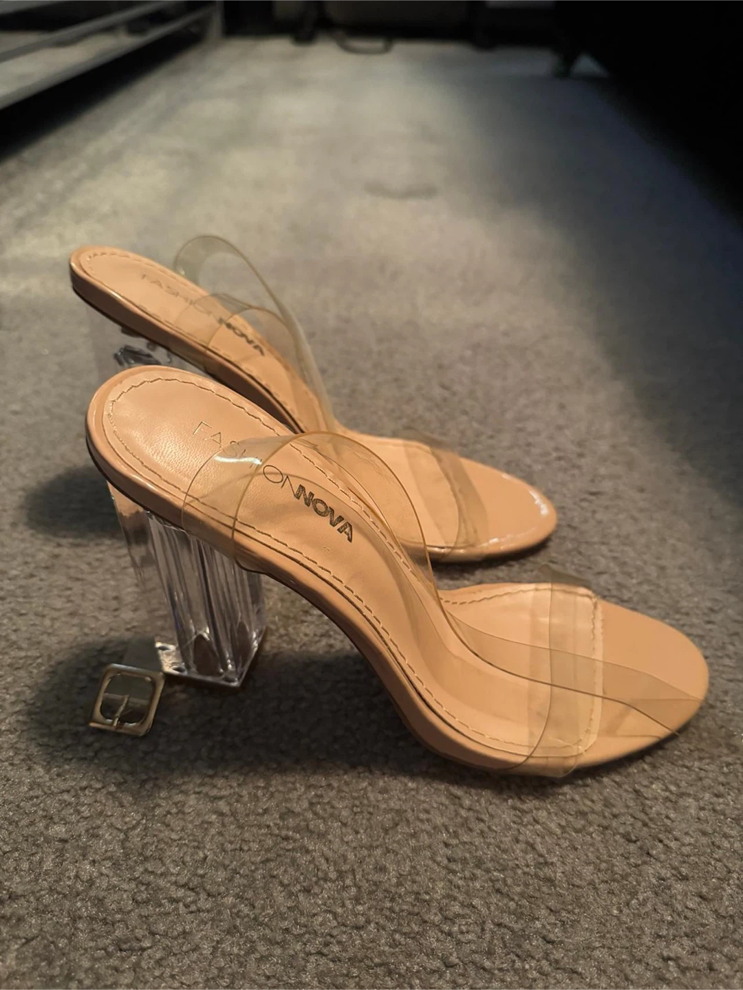 Fashion Nova Clear Block Heels - Size 9W - photo 2