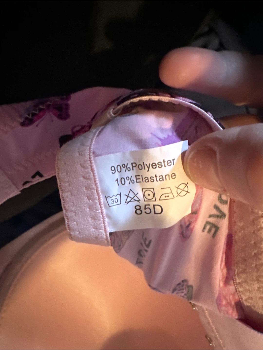 Pink Butterfly and Love Print Strapless Bra - 85D - photo 2