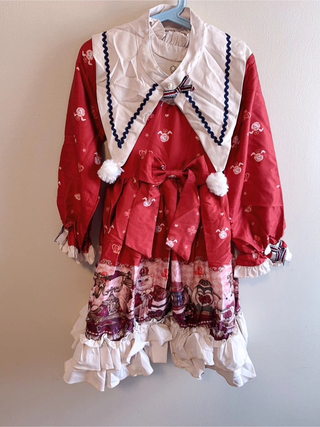 Red Dress with Teddy Bear Print Kids size 9-10T