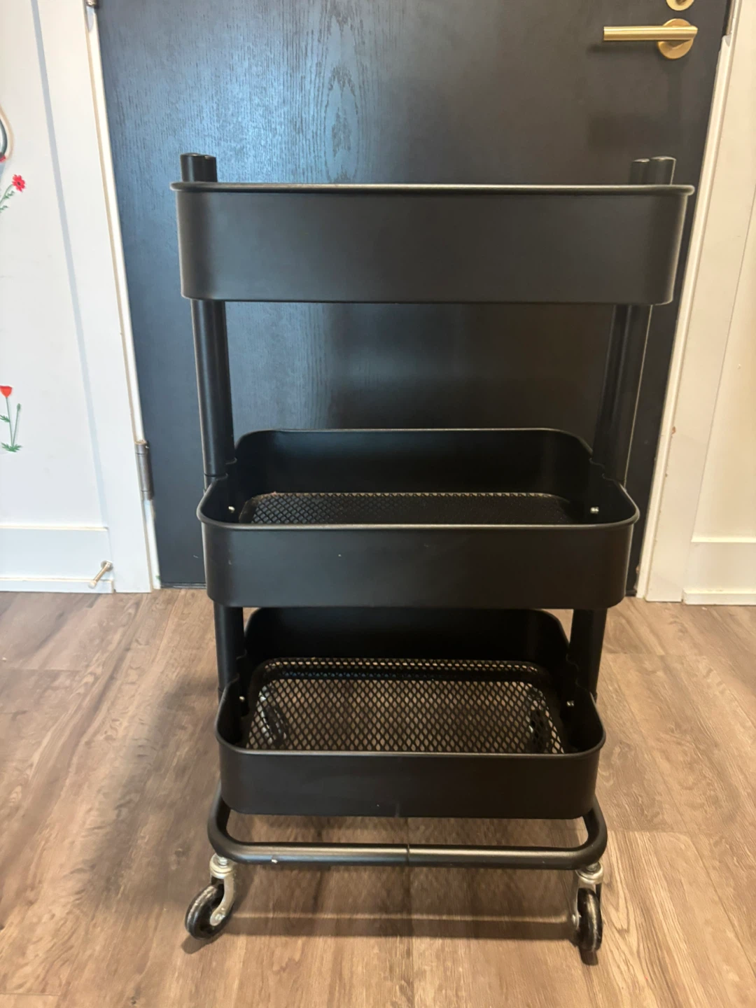 Black 3-Tier Rolling Utility Cart