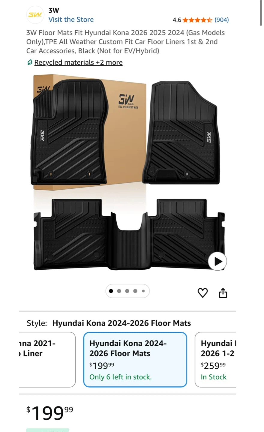 NEW All-Weather Floor Mats - Hyundai Kona 2024-2026