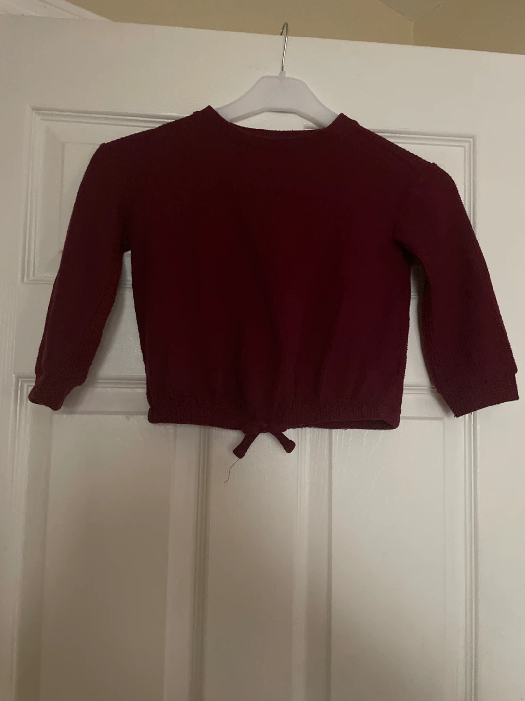 Cat & Jack Girls 4T Burgundy Knit Tie-Front Long Sleeve Sweater