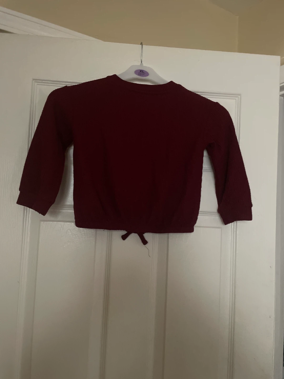 Cat & Jack Girls 4T Burgundy Knit Tie-Front Long Sleeve Sweater - photo 5