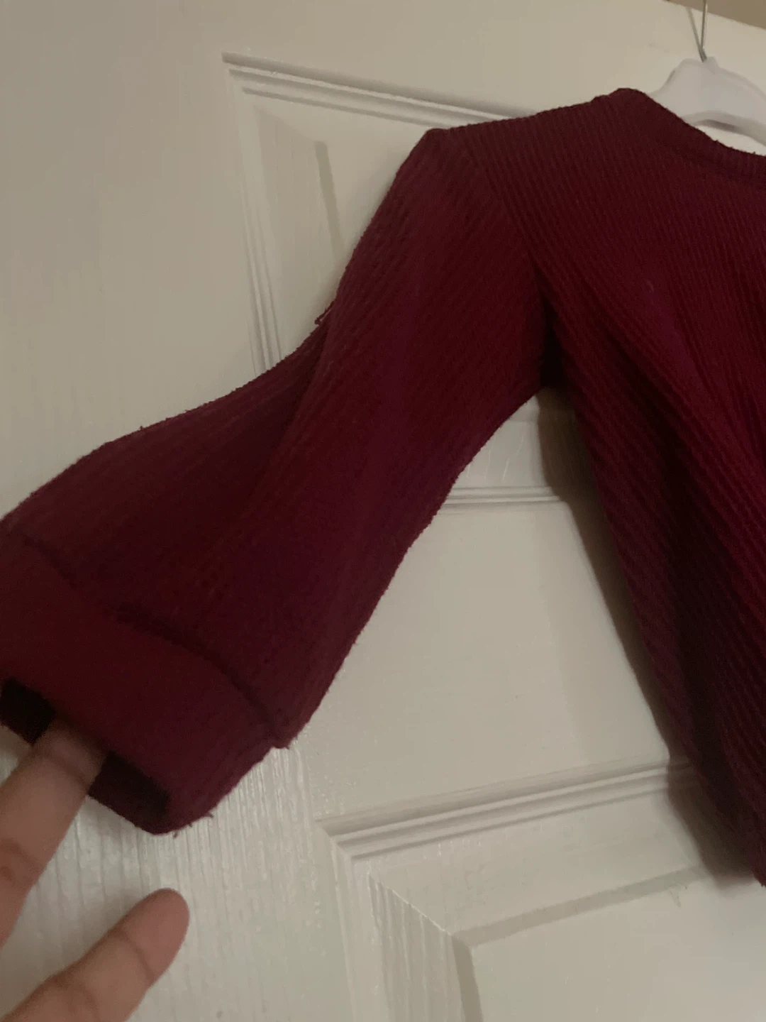 Cat & Jack Girls 4T Burgundy Knit Tie-Front Long Sleeve Sweater - photo 3