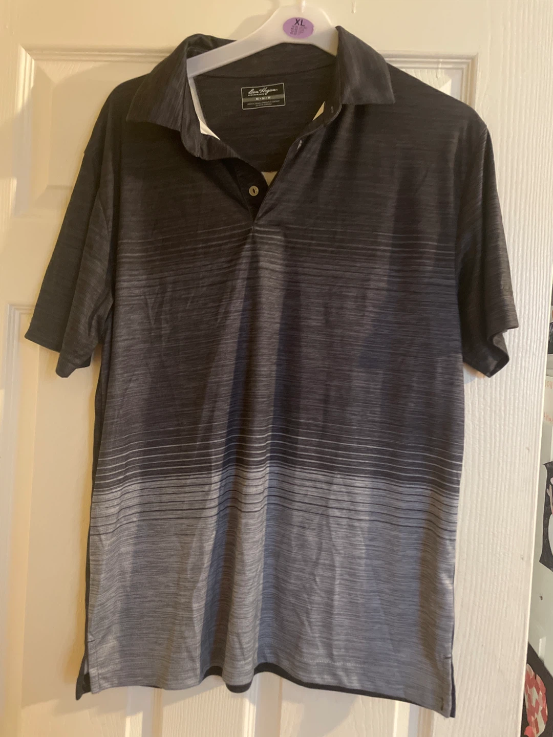 Man size medium, black + great striped silky shirt