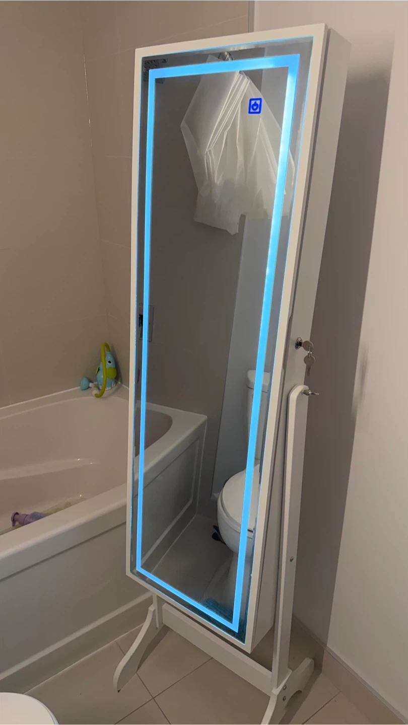 White Jewellery Armoire with LED Mirror