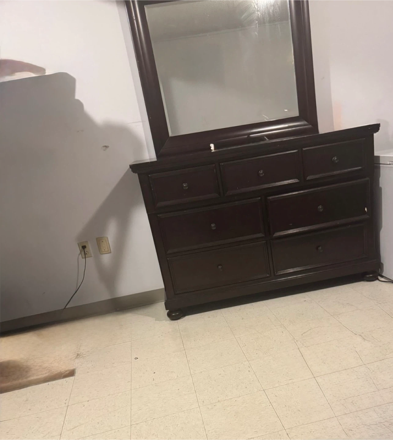 Dark Brown Dresser with Queen Bed