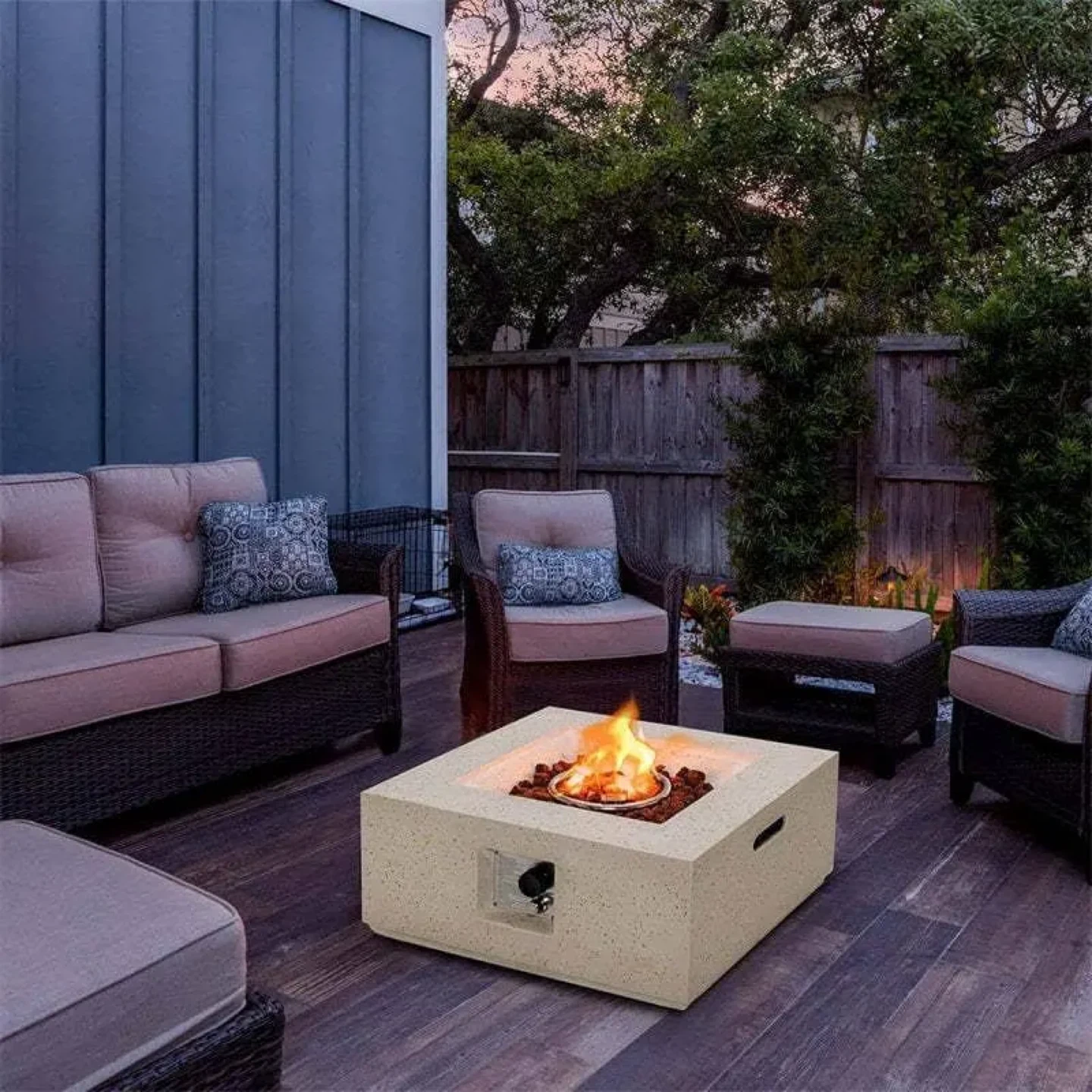 Square Outdoor Gas Fire Pit Table with Protective Cover - photo 3