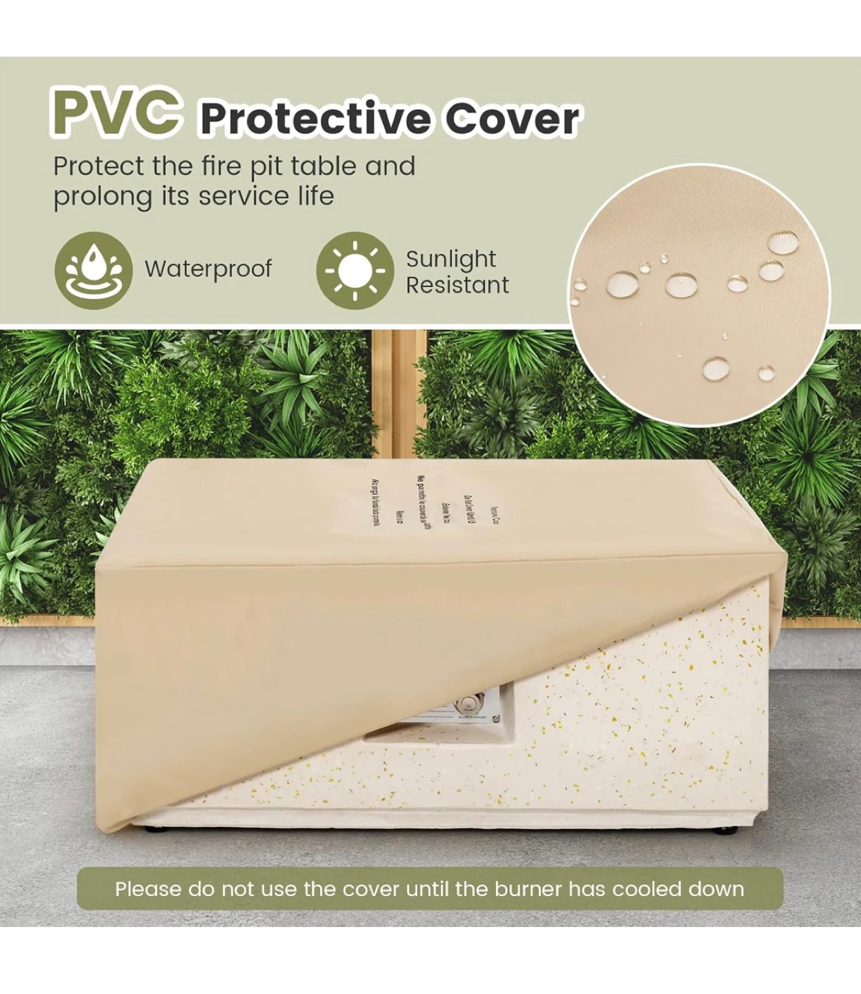 Square Outdoor Gas Fire Pit Table with Protective Cover - photo 4