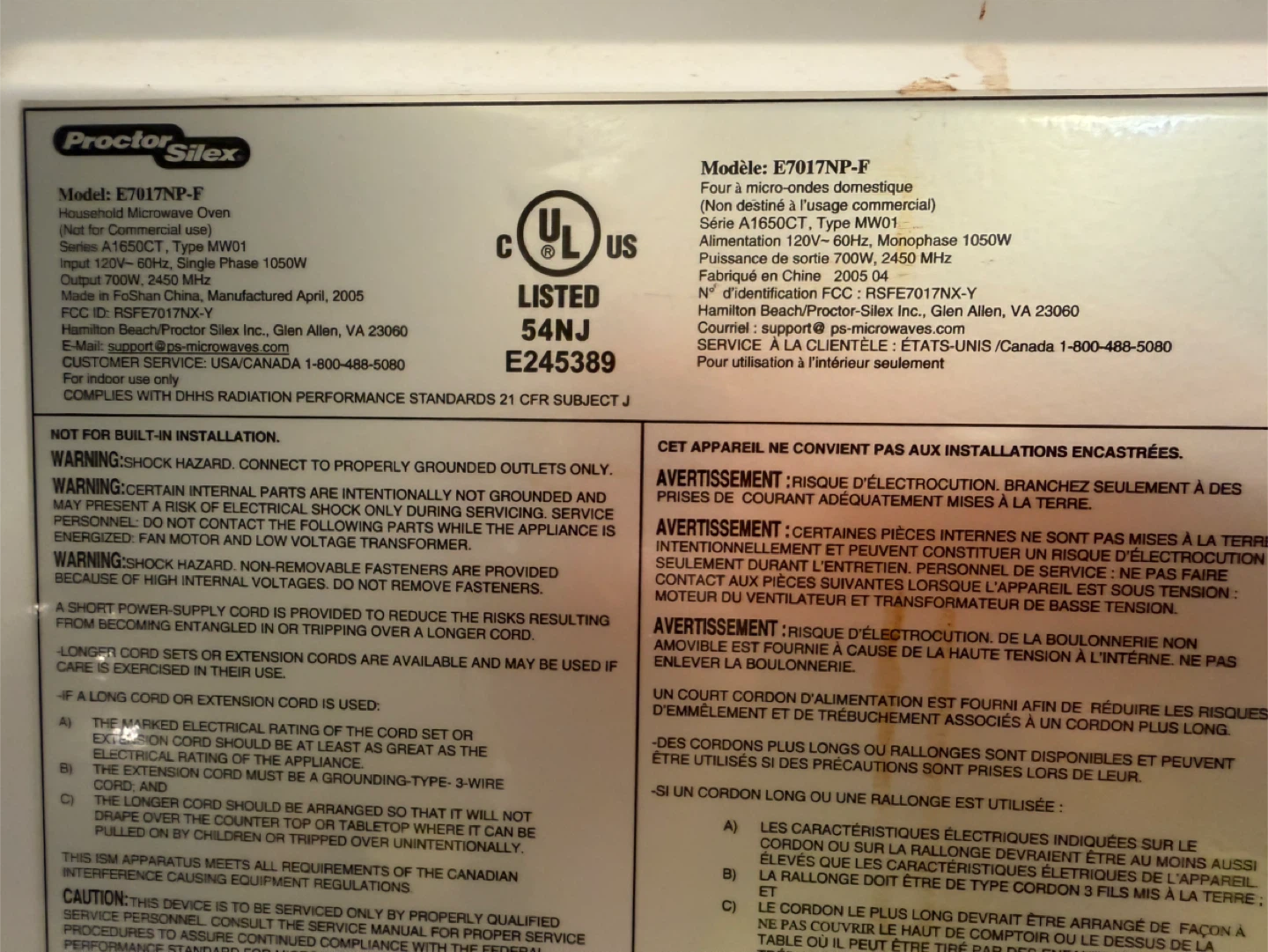 Proctor Silex Microwave – Works but Keypad Sticking - photo 3
