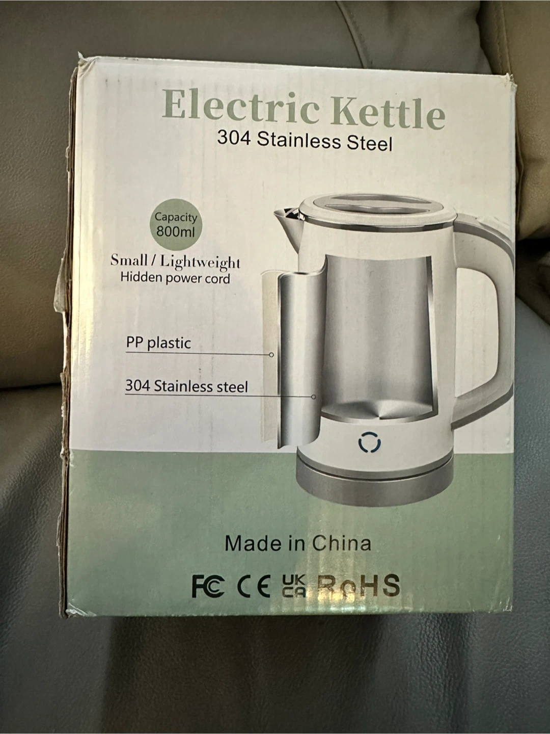Green Electric Kettle 304 Stainless Steel 800ml - photo 2