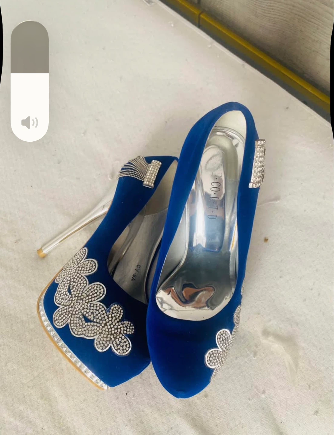 Blue Embellished Platform High Heels - photo 2