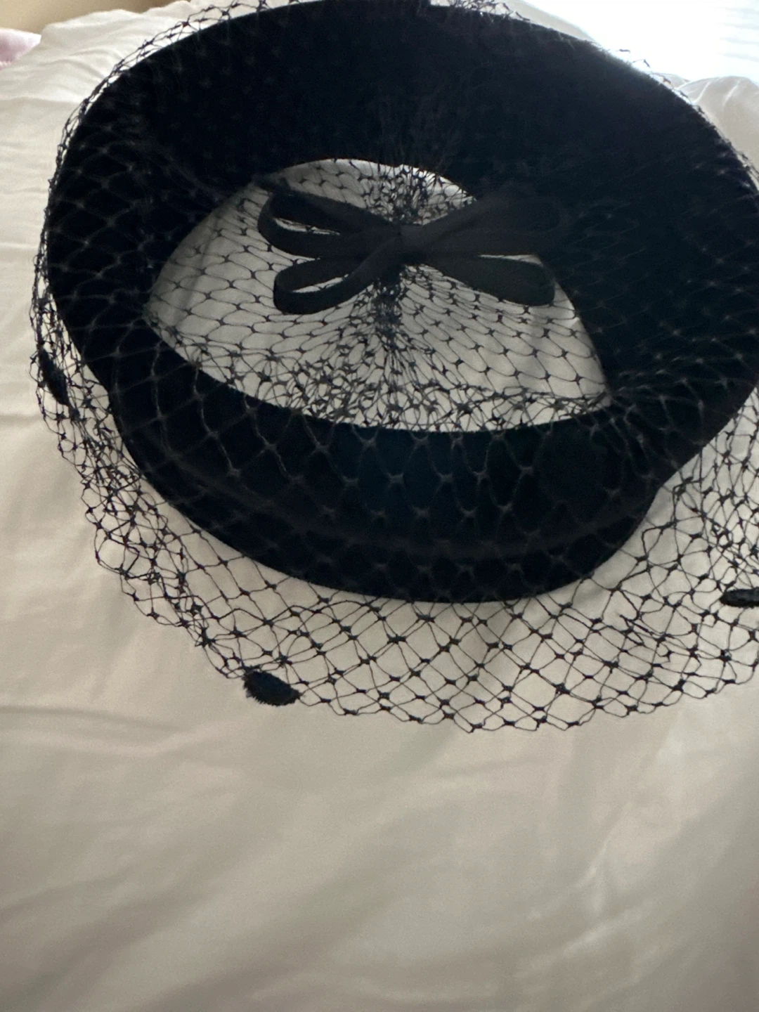 Black Vintage Veil Hat with Bow