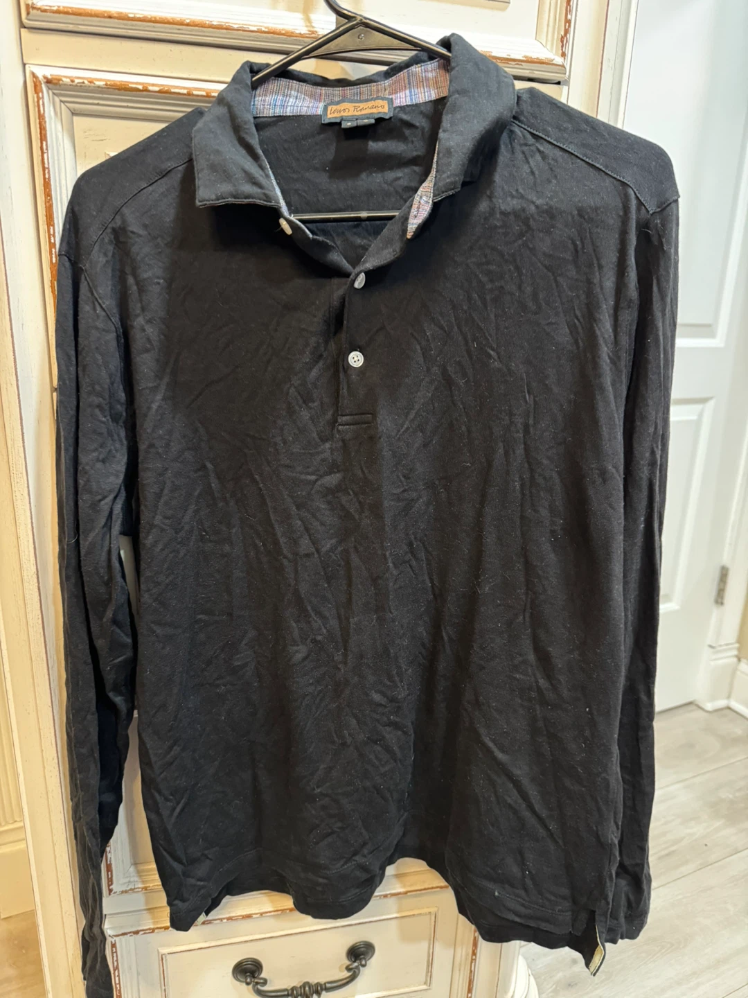 Leno Romano Black Long Sleeve Polo Shirt Size S