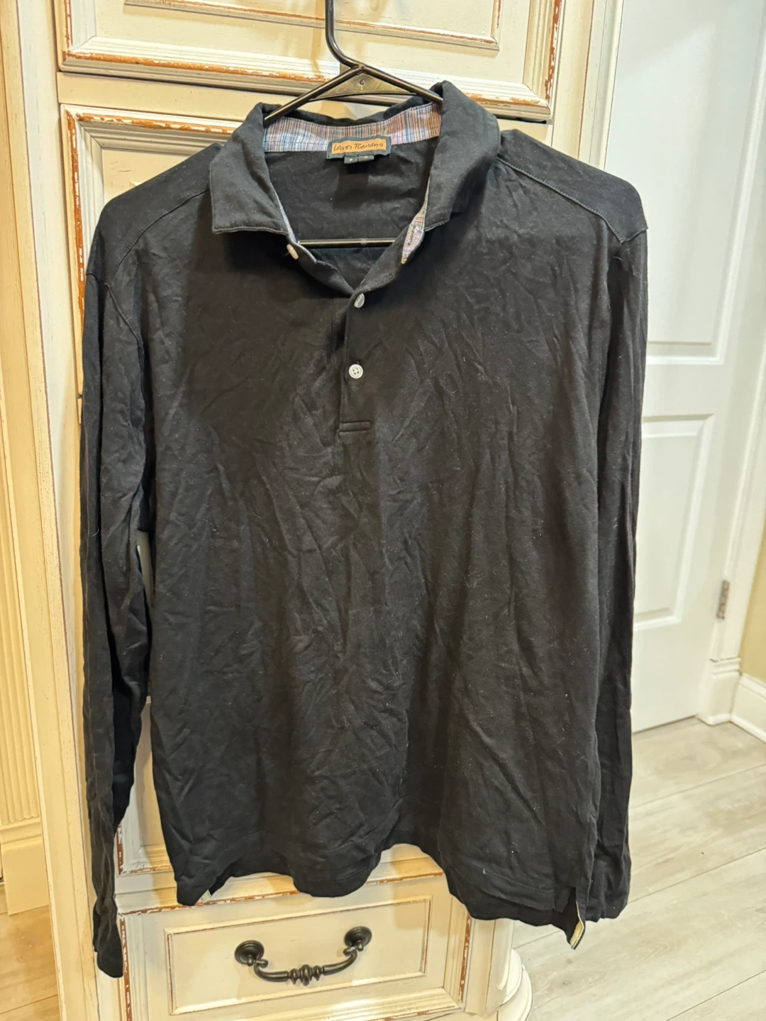Leno Romano Black Long Sleeve Polo Shirt Size S - photo 4