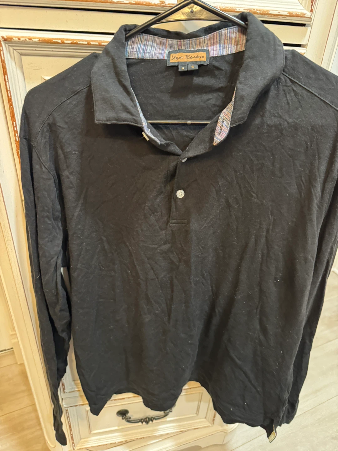 Leno Romano Black Long Sleeve Polo Shirt Size S - photo 2