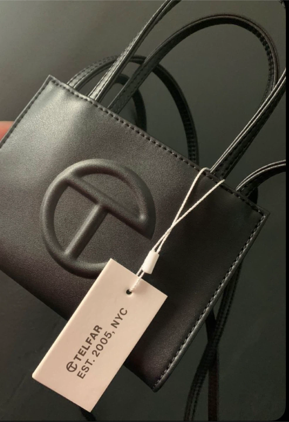 Telfar Black Leather Mini Bag