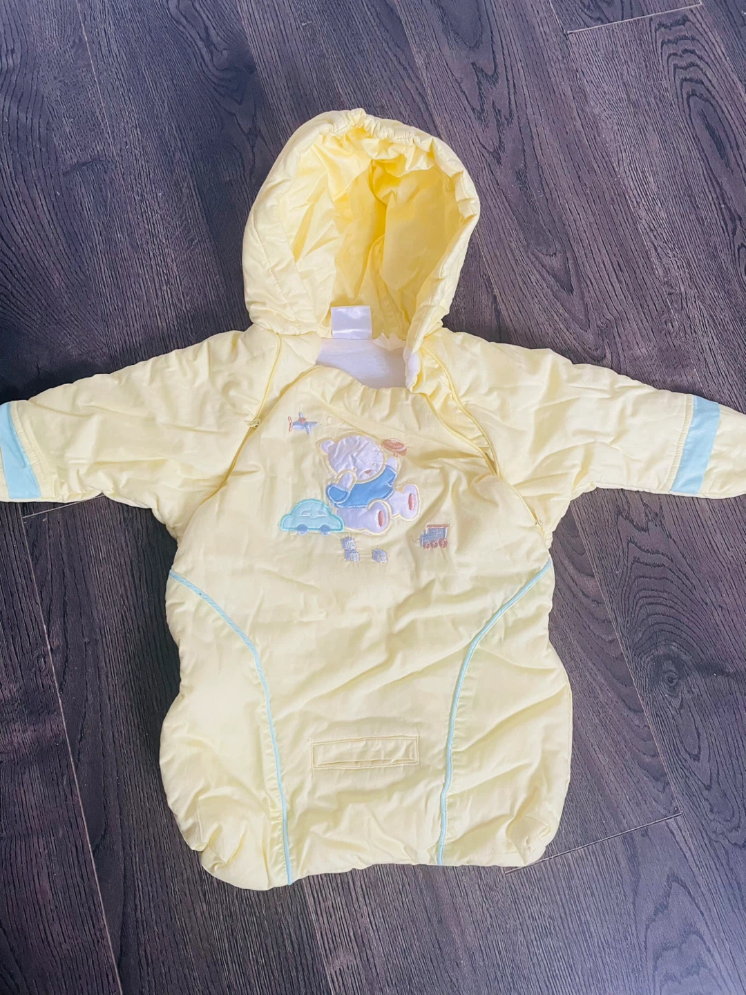Baby Snowsuit Bunting Bag - Yellow Bear & Train