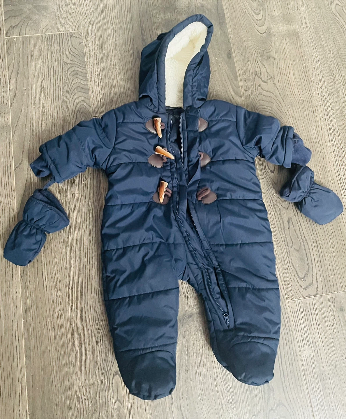Navy Blue Puffer Snowsuit with Toggle Closure
