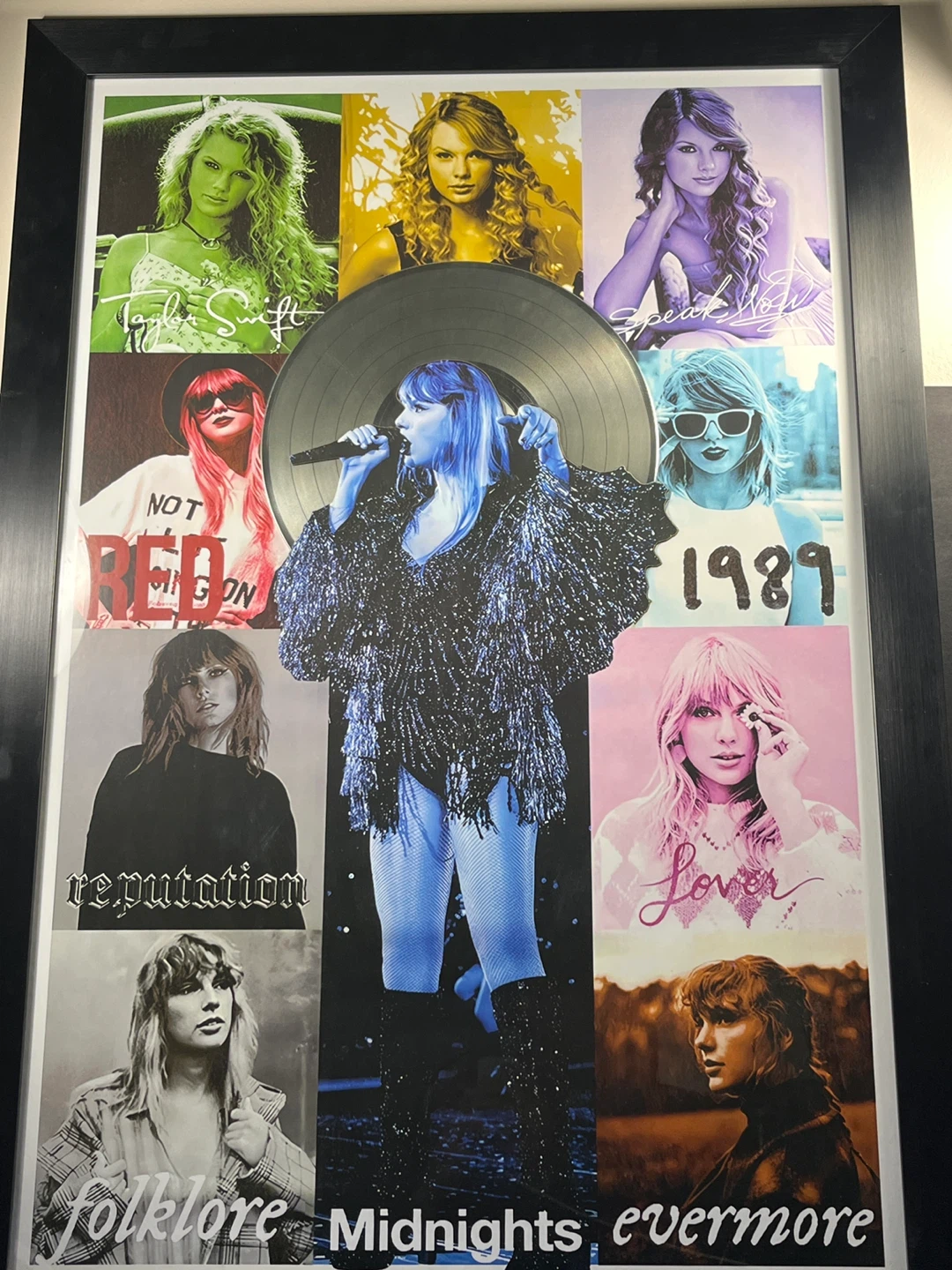 Taylor Swift Collage Framed Print with Vinyl Record