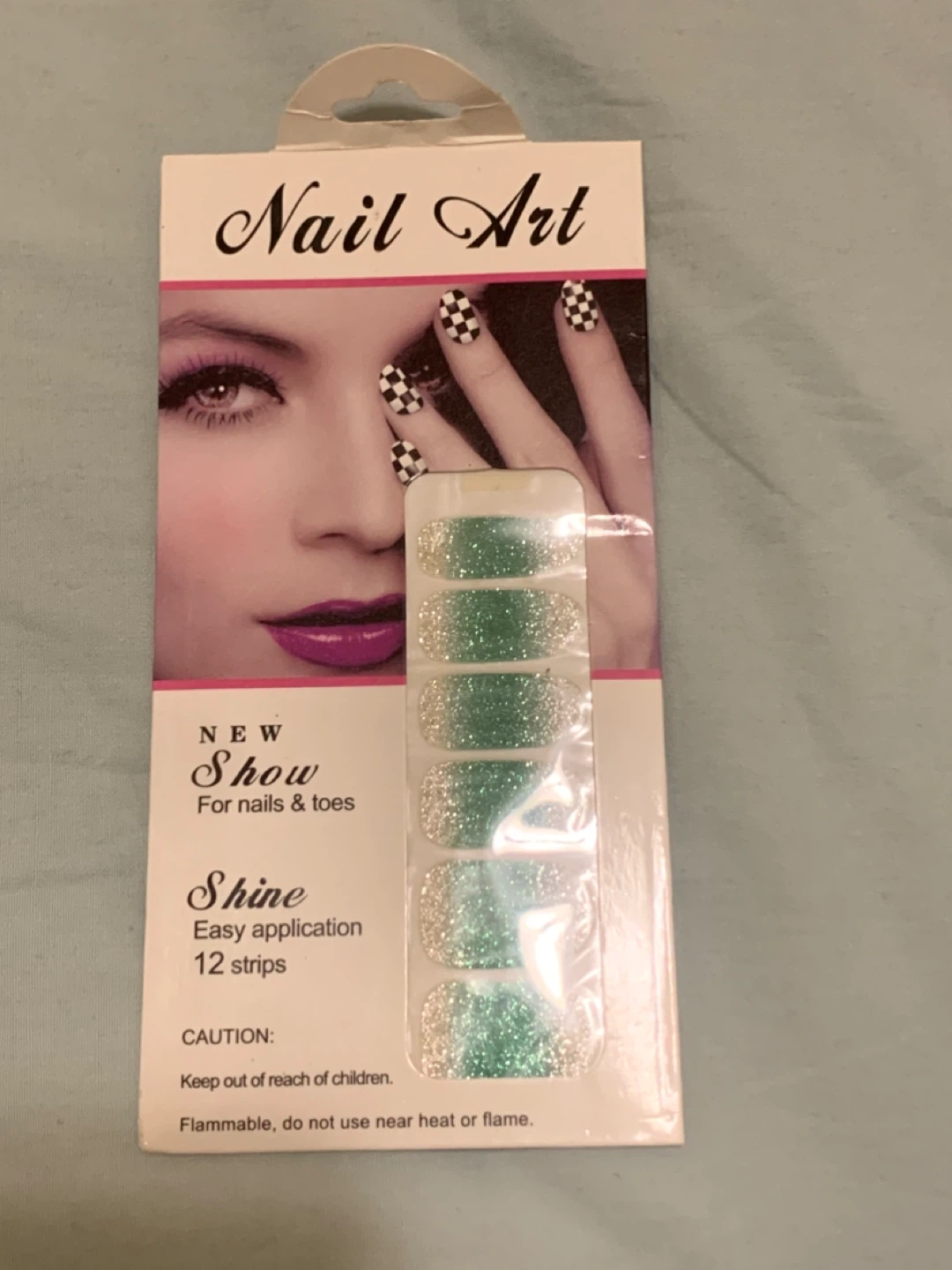 New Show Nail Art Strips Glitter Green & Silver - photo 2