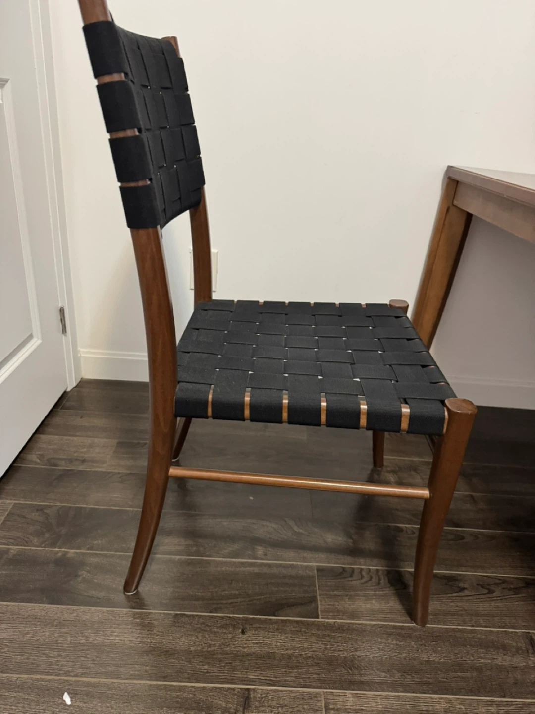 Black Woven Seat Dining Chair with Wooden Frame - photo 2