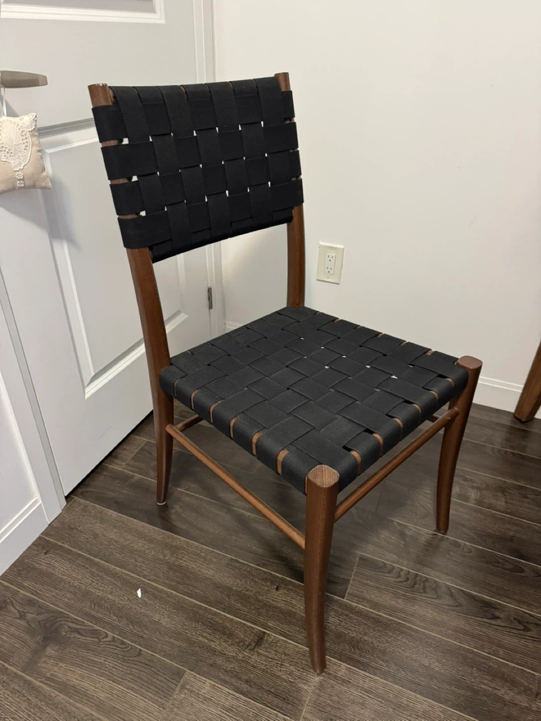 Black Woven Seat Dining Chair with Wooden Frame - photo 3