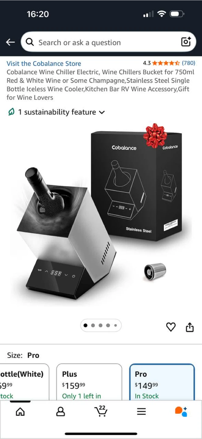 Cobalance Electric Wine Chiller – Stainless Steel (Pro