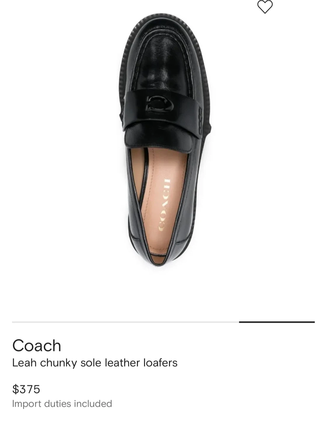 Coach Leah chunky sole leather loafers