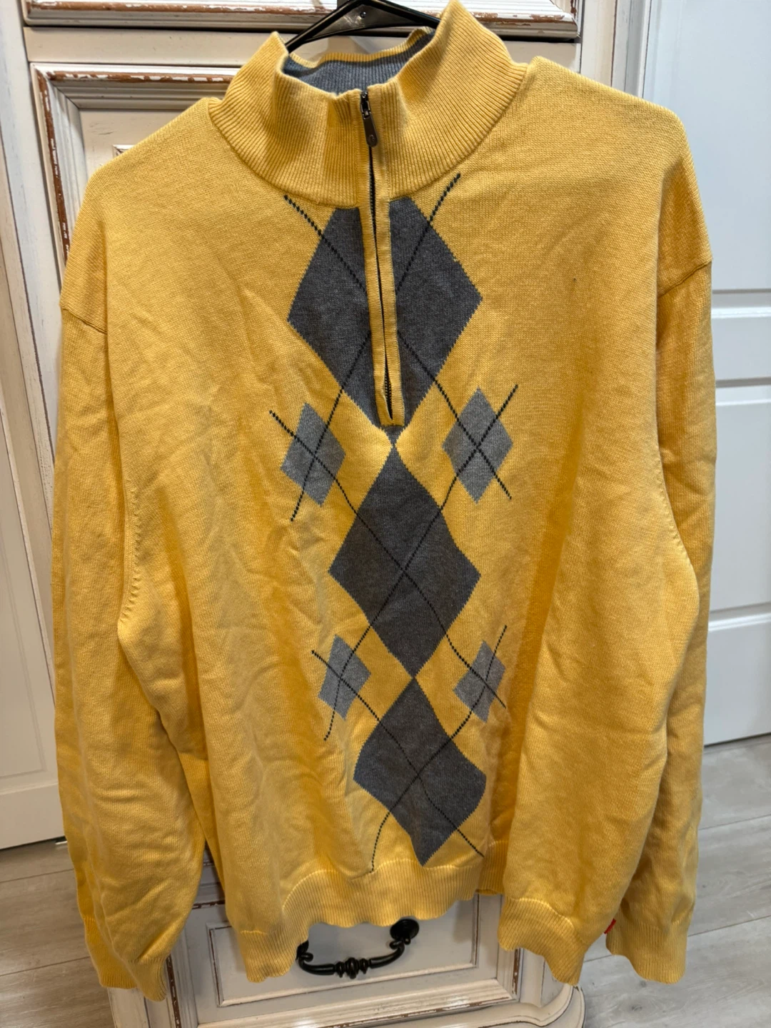 IZOD Yellow Argyle Quarter-Zip Pullover Sweater - photo 2