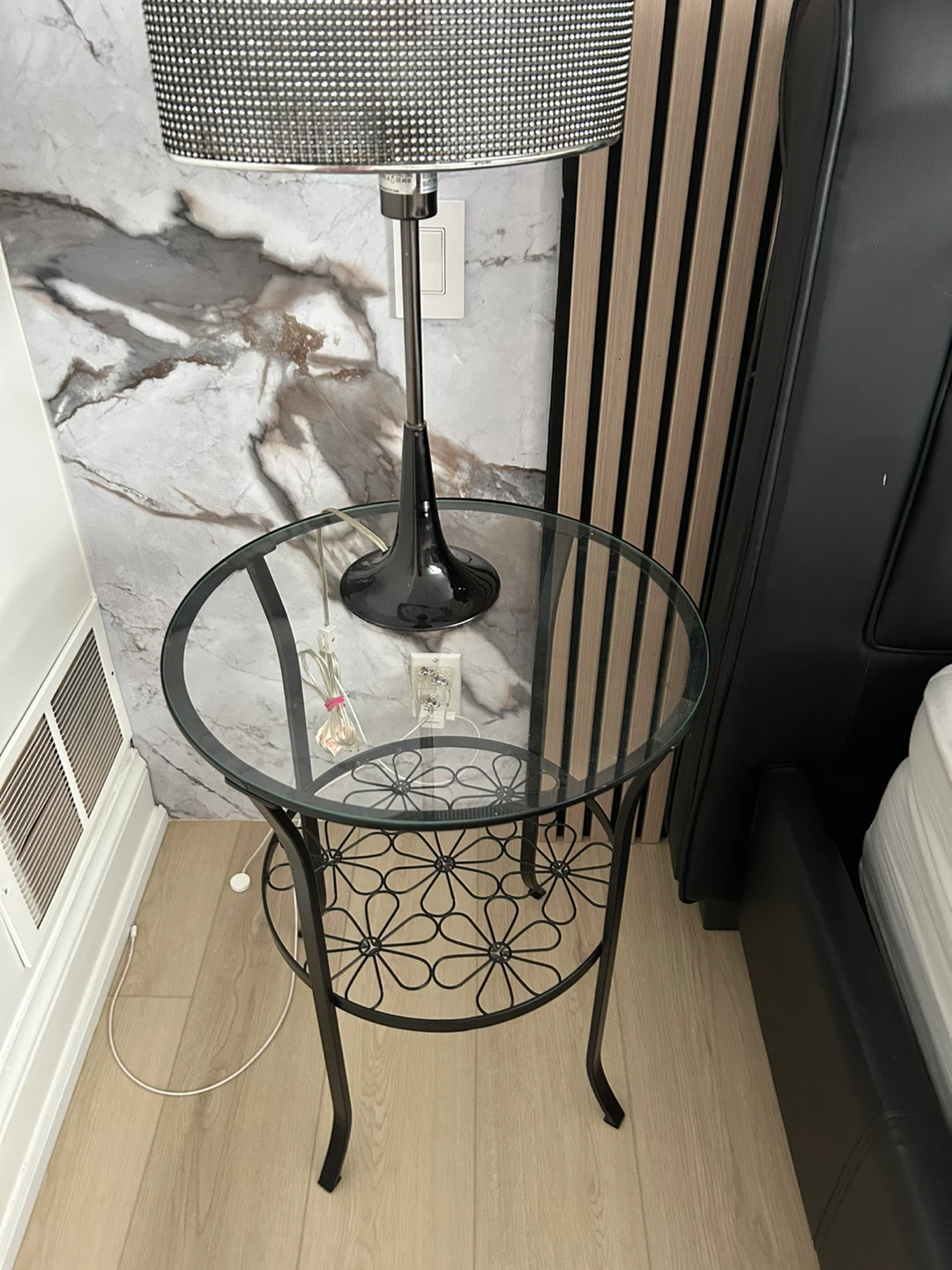 Glass Top Side Table with Metal Frame - photo 2