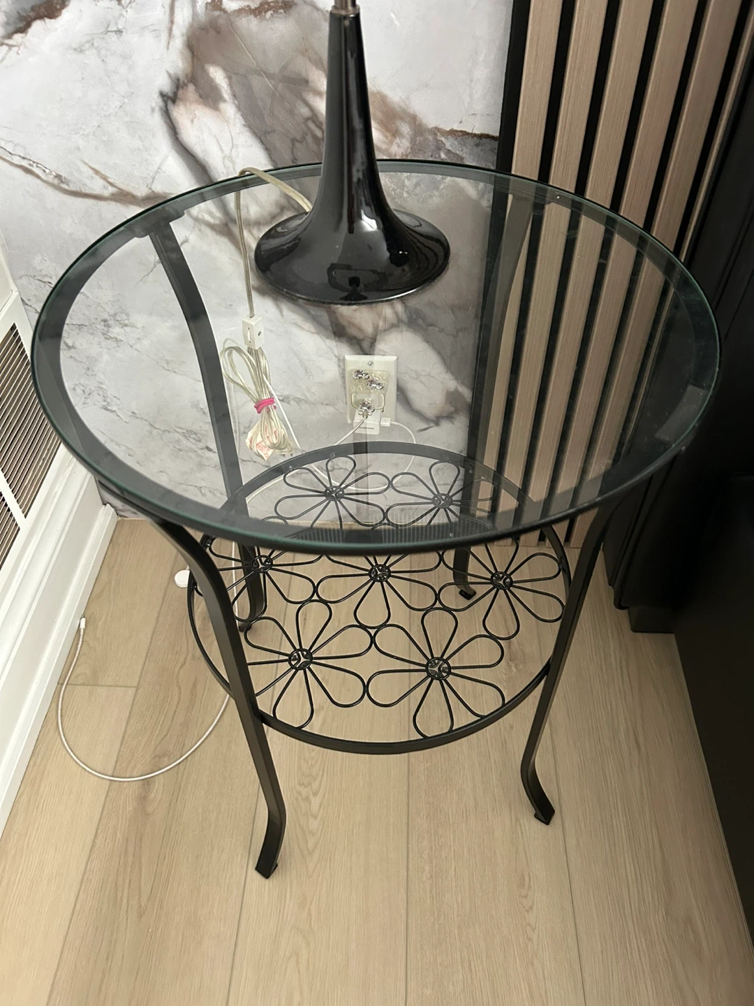 Glass Top Side Table with Metal Frame