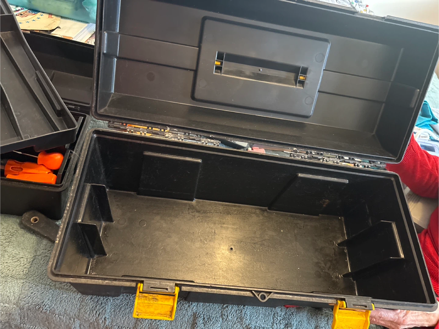 Black Plastic Toolbox with Yellow Accents - photo 3