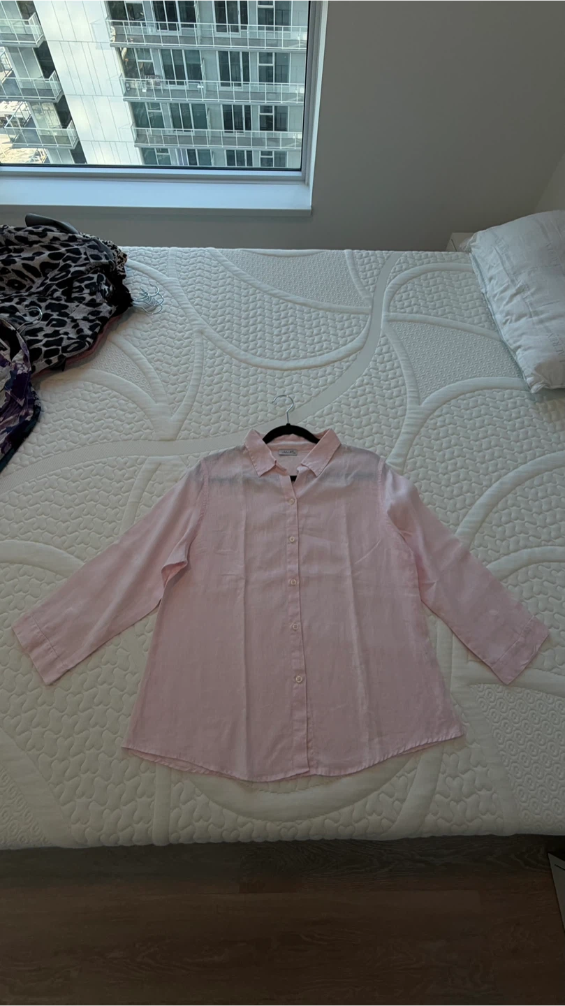 Pink Linen Blend Shirt - Size Medium