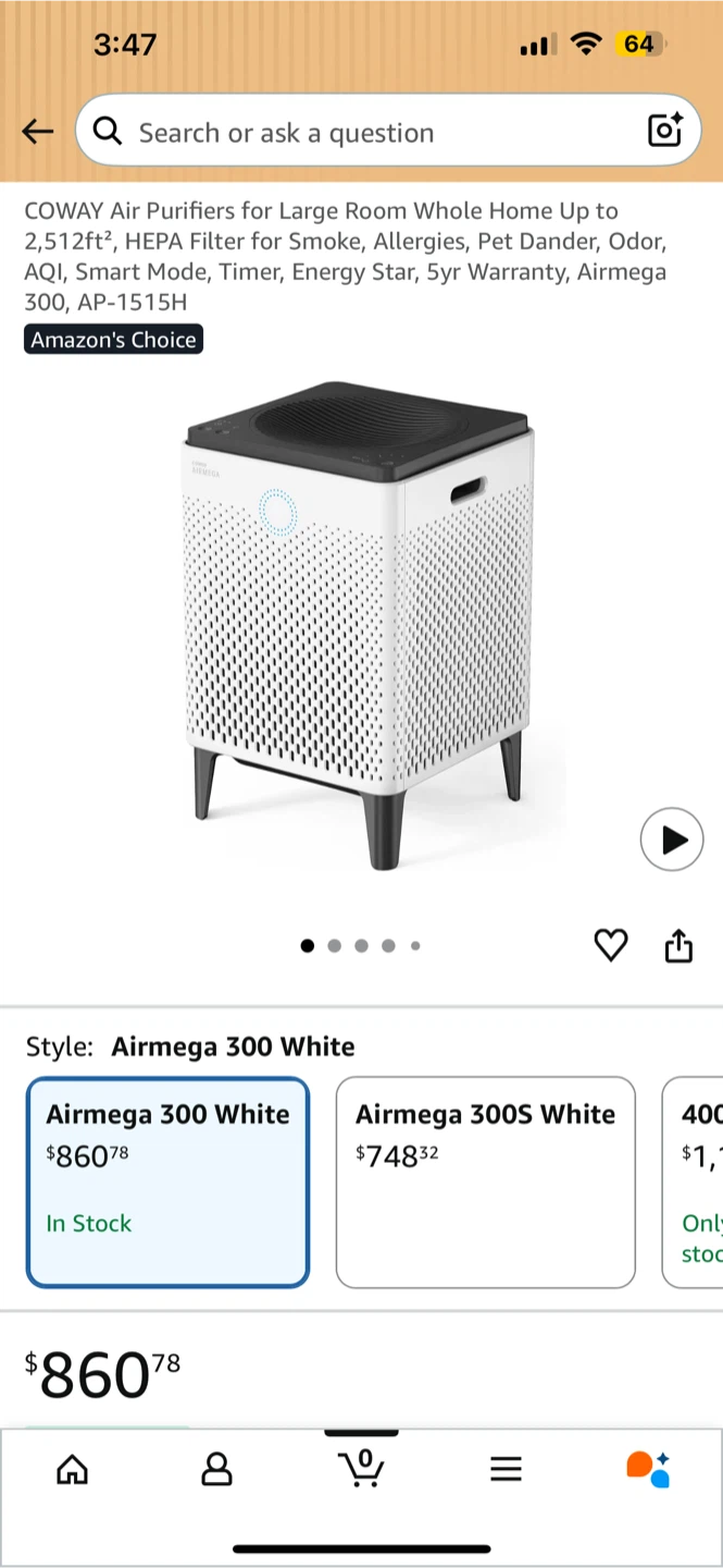 Coway air Purifier Airmega 300