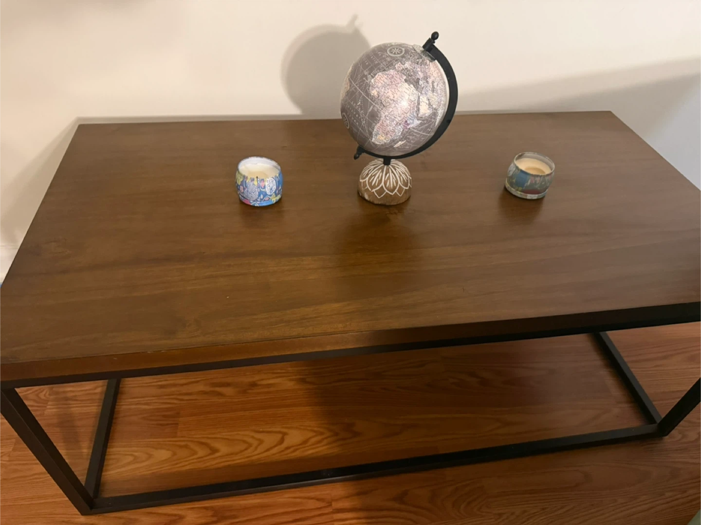 Wooden Coffee Table with Black Metal Frame - photo 2