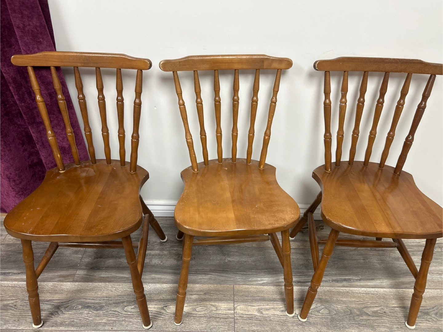 3 Wooden Spindle Back Chairs