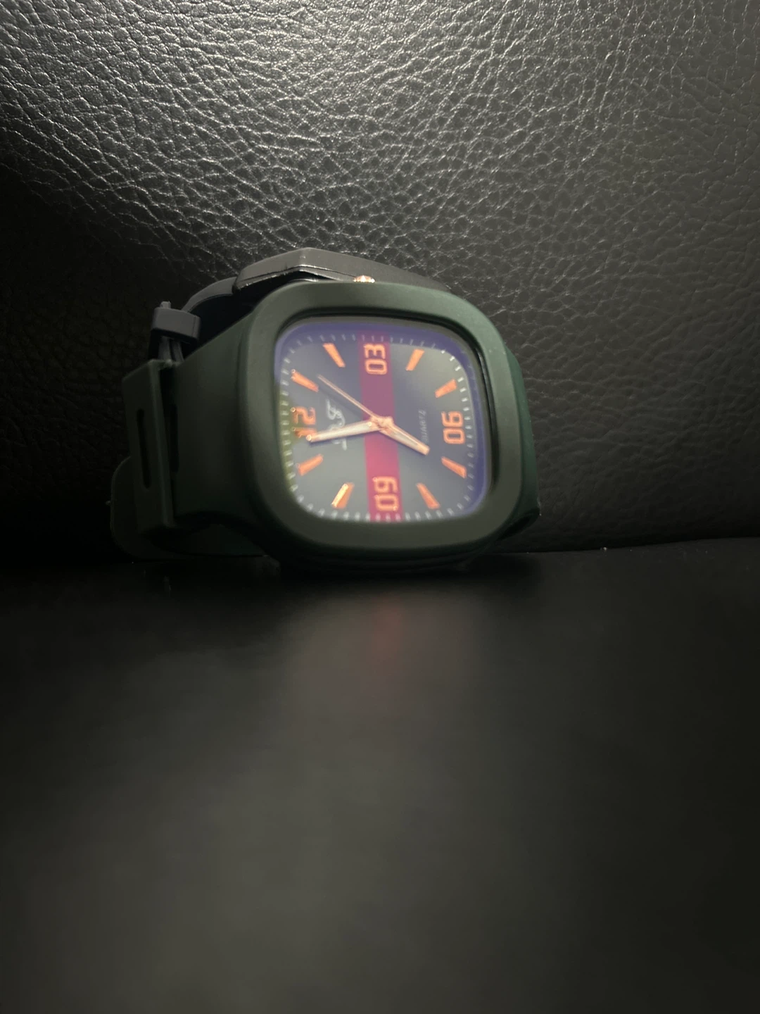 Two Square Face Watches - One Navy Blue, One Green - photo 2