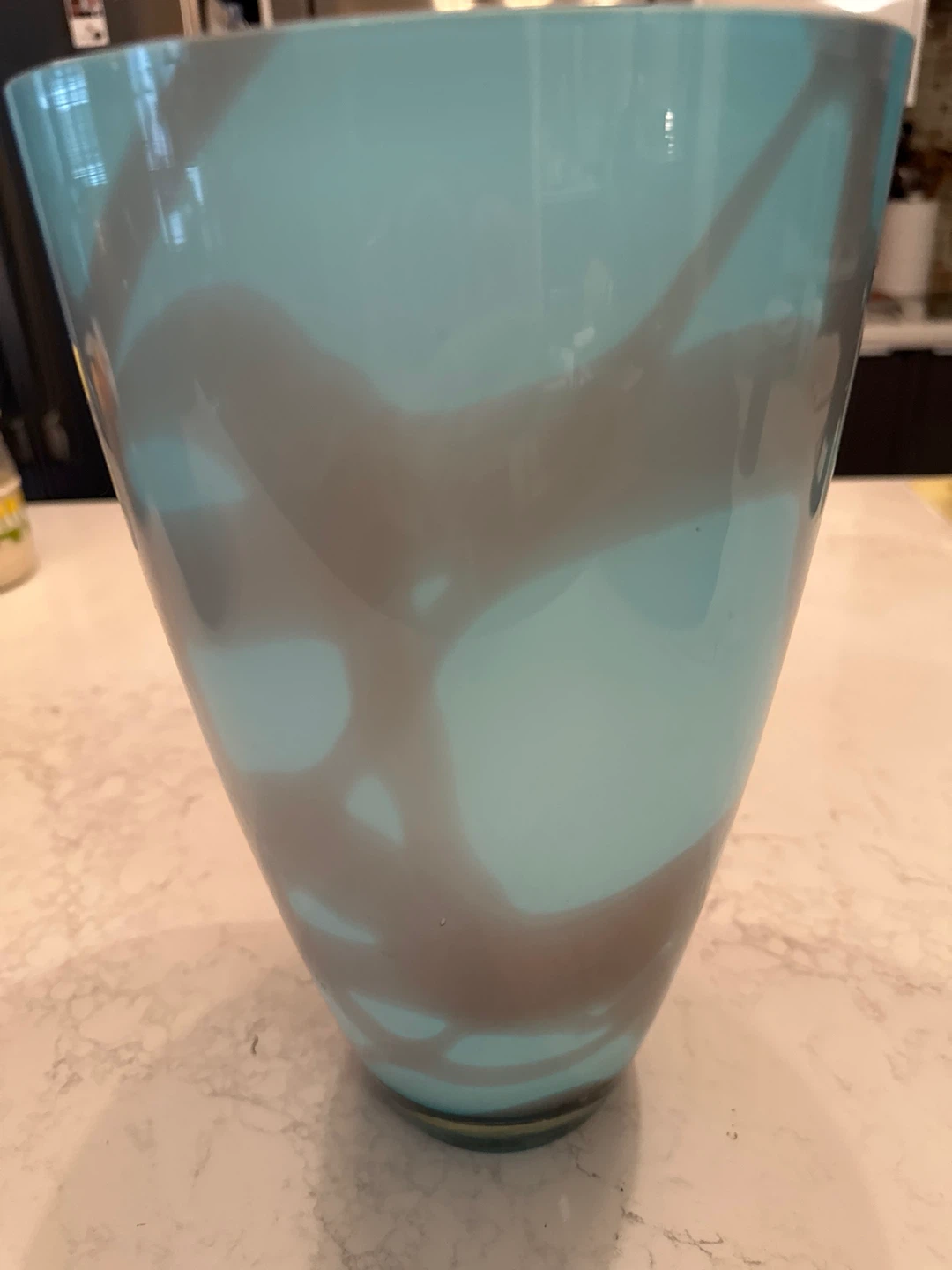 Polish Swirl Glass Vase - Blue and Grey