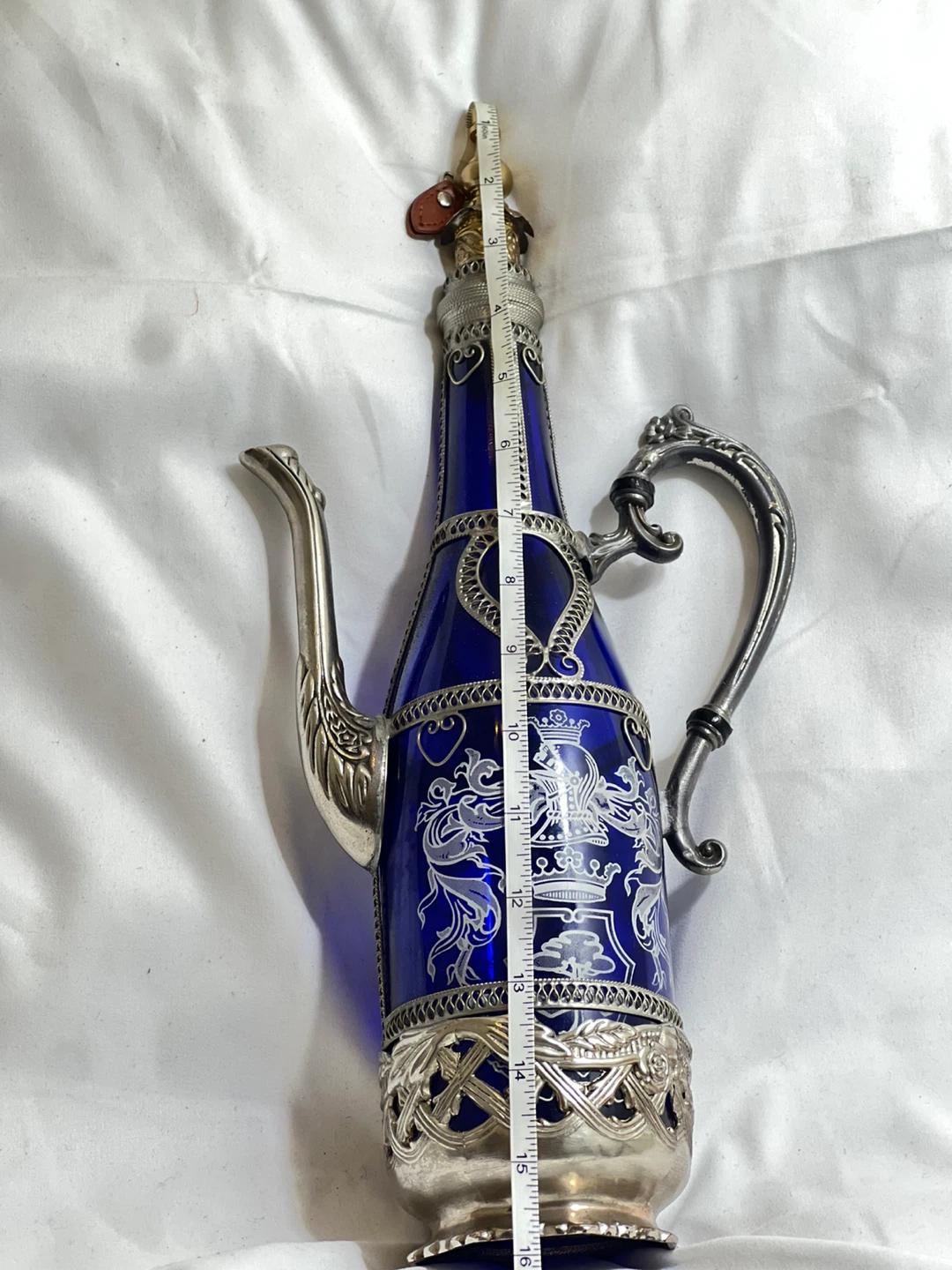 Decorative Blue Glass and Metal Pitcher - photo 4