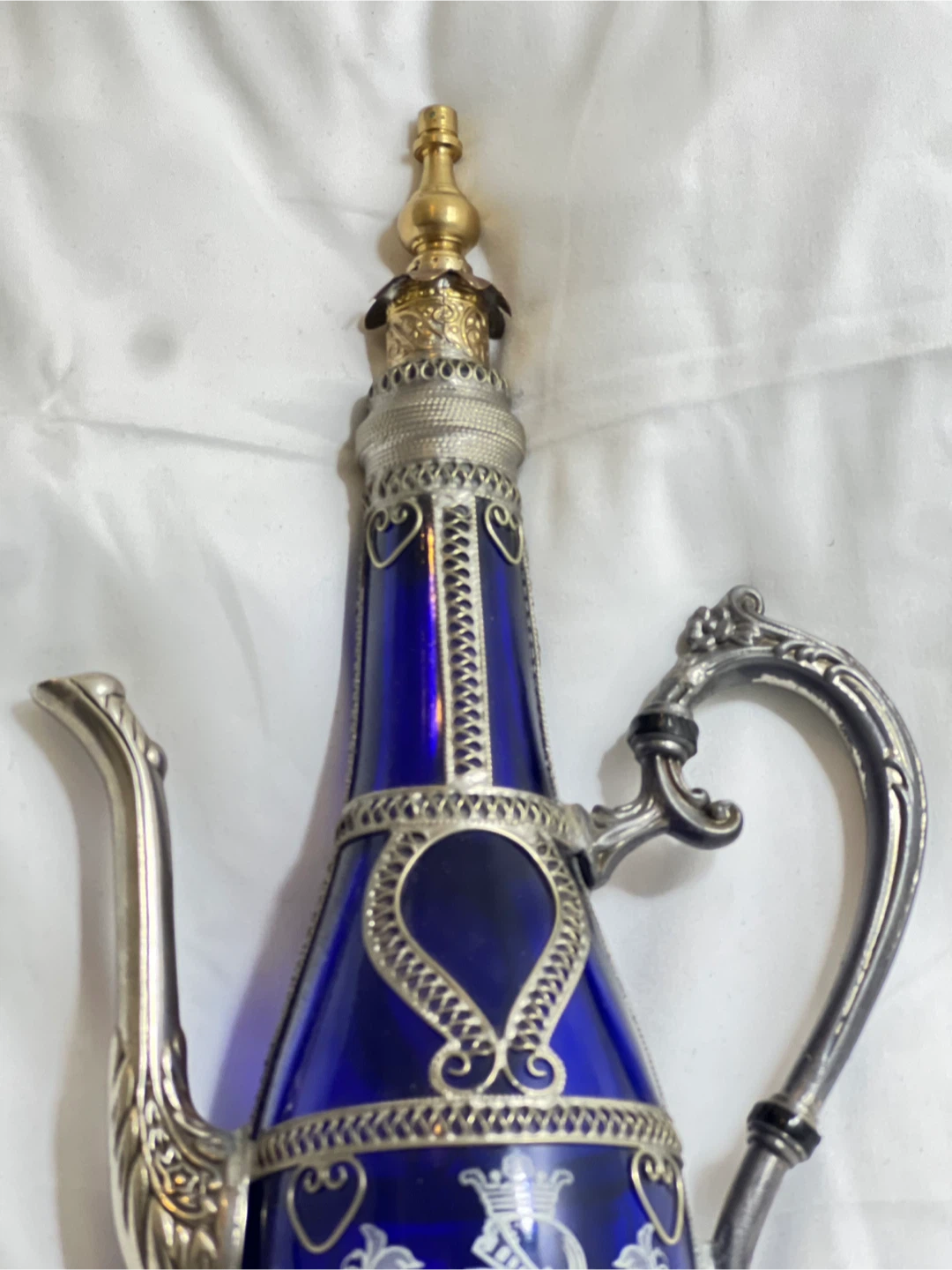 Decorative Blue Glass and Metal Pitcher - photo 5