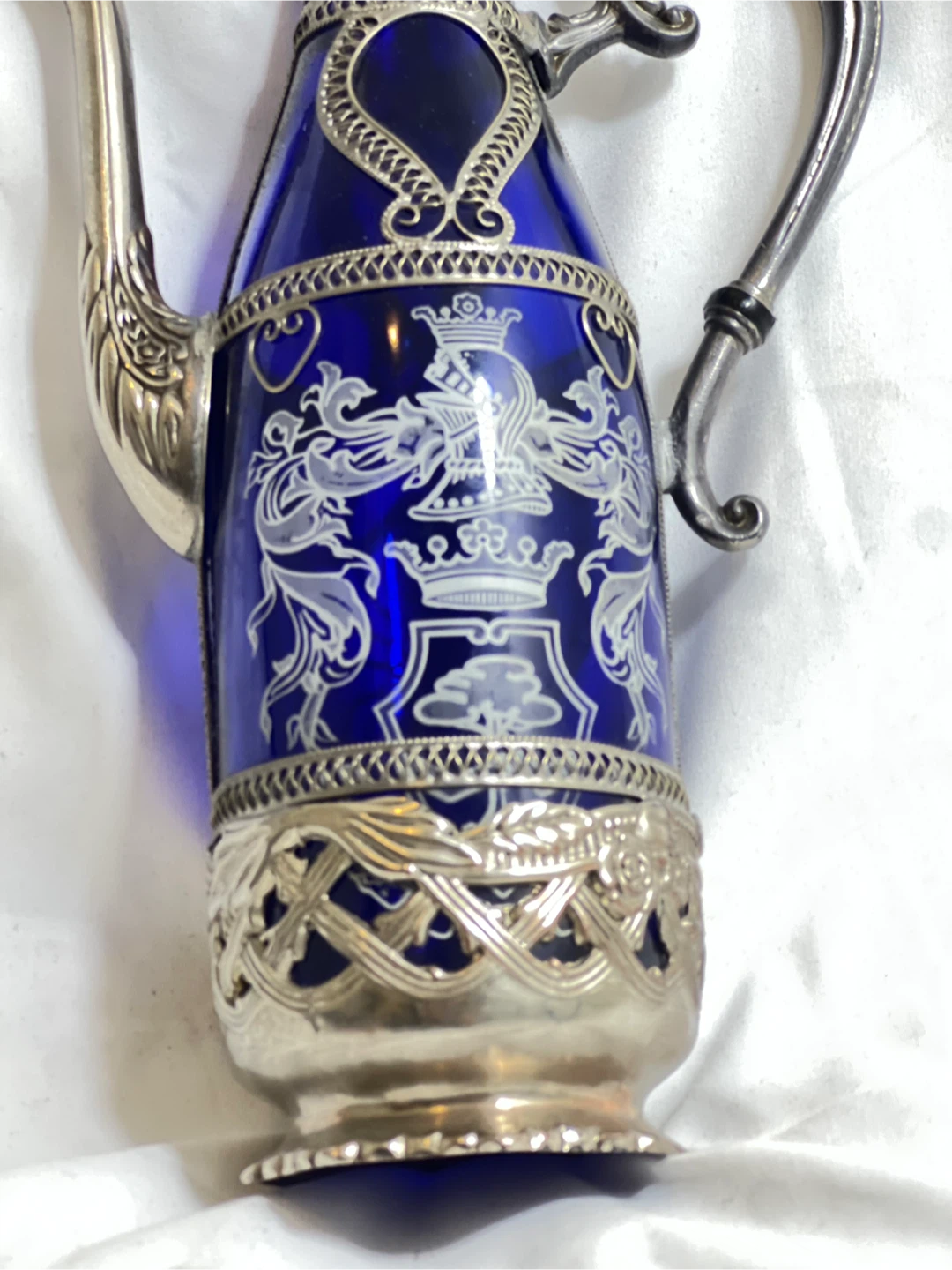 Decorative Blue Glass and Metal Pitcher - photo 2