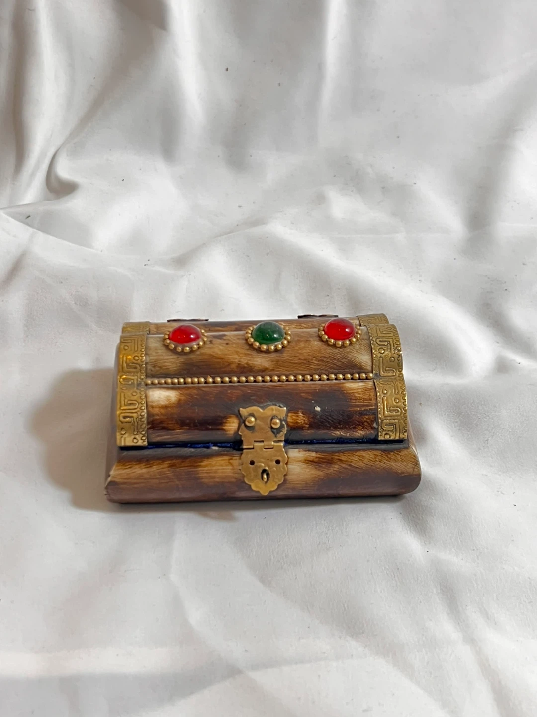 Ornate Trinket Box with Gems and Brass Accents - photo 4