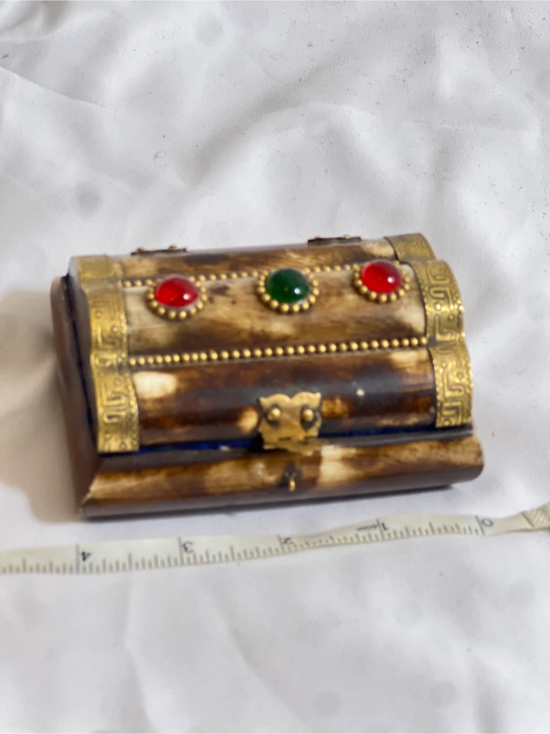 Ornate Trinket Box with Gems and Brass Accents - photo 5