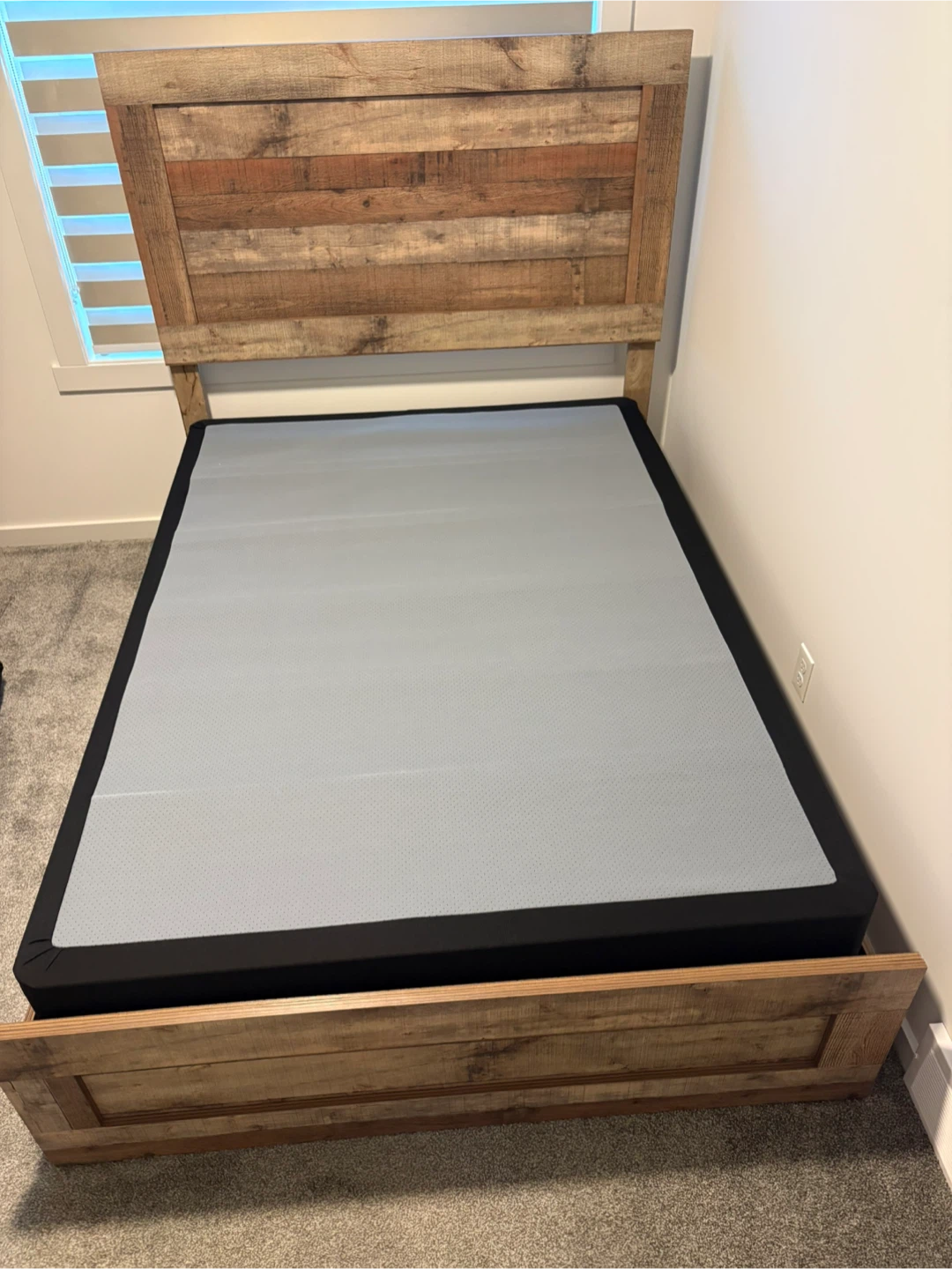 Rustic Wood Bed Frame with Headboard - photo 4