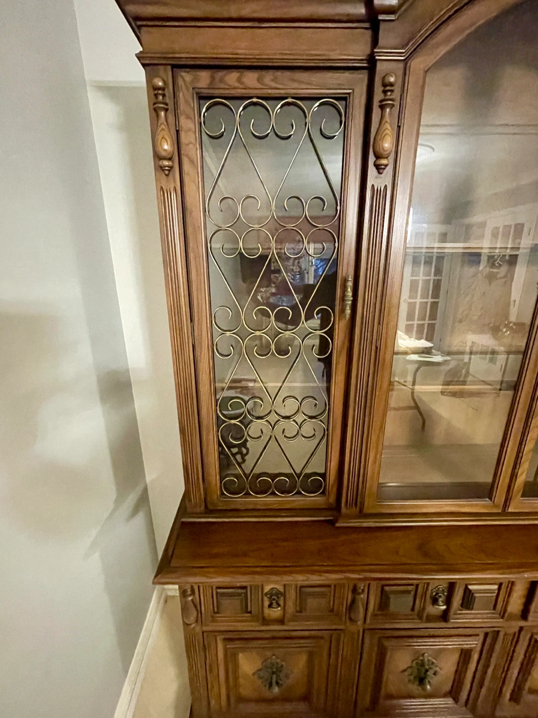 Vintage Wooden China Cabinet with Glass Doors - photo 3