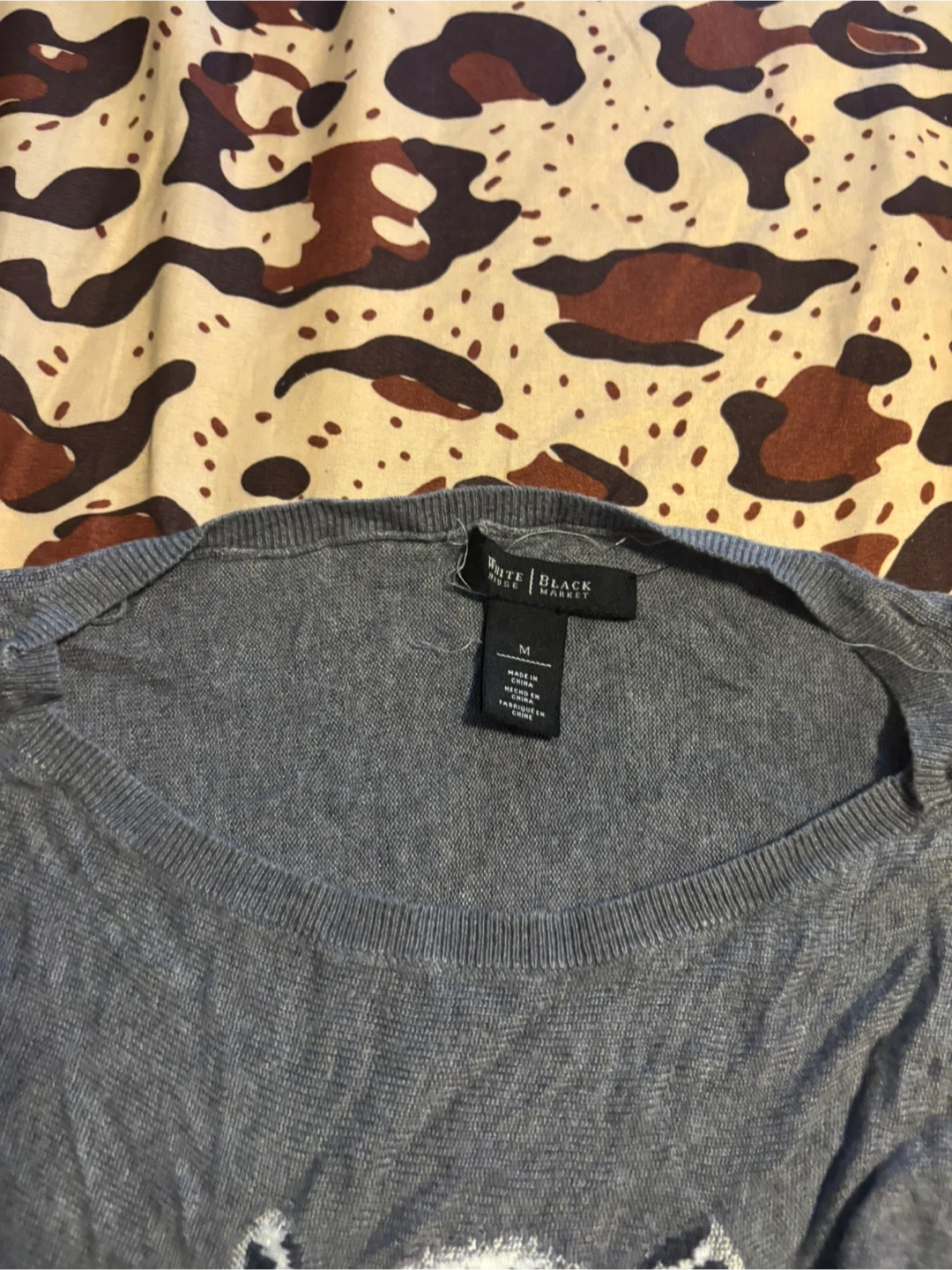 White House Black Market Grey Leopard Print Sweater - photo 2