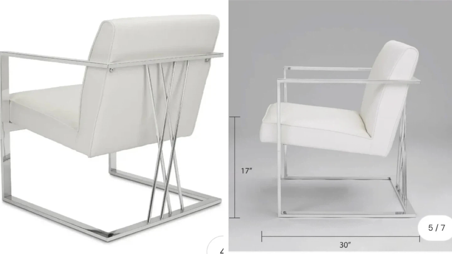 White Armchair with Chrome Frame
